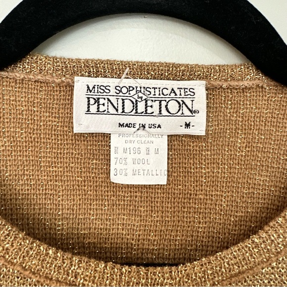 Vintage Women’s Pendleton Wool Blend Short Sleeve Top Size Medium Gold Shirt - Picture 6 of 10